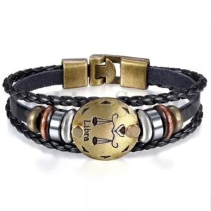 New leather Libra zodiac sign bracelet